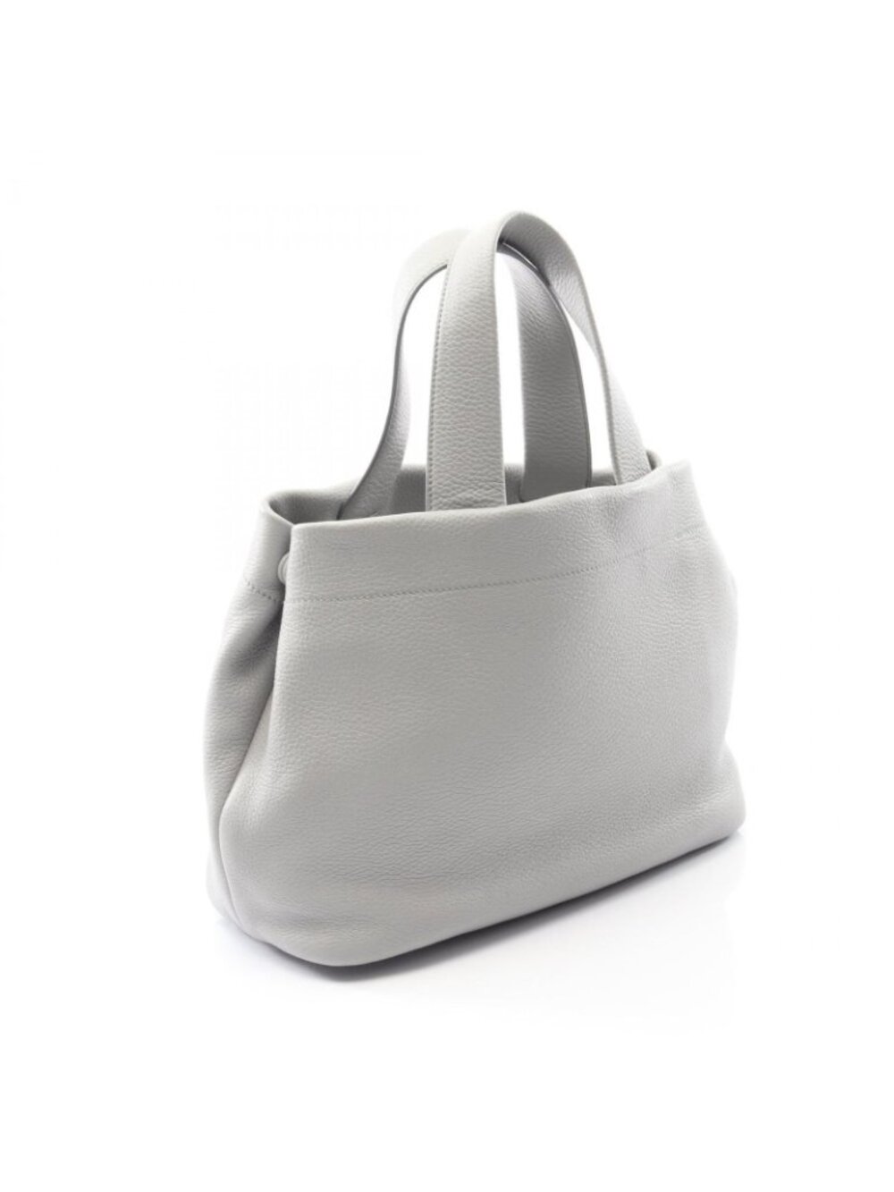Prada Tote Vitello Daino Light Gray Leather Handbag - Picture 2 of 7